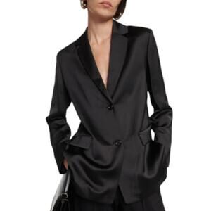'S MaxMara Bernini Black Satin Jacket Size 12 NWOT $895 MSRP